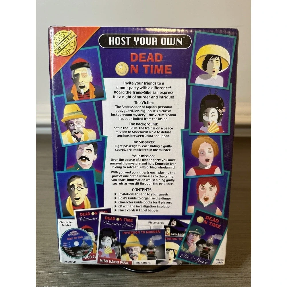 Dead on Time - Murder Mystery Party Pack‎ - Game, Invitations, CD - SEALED NEW!